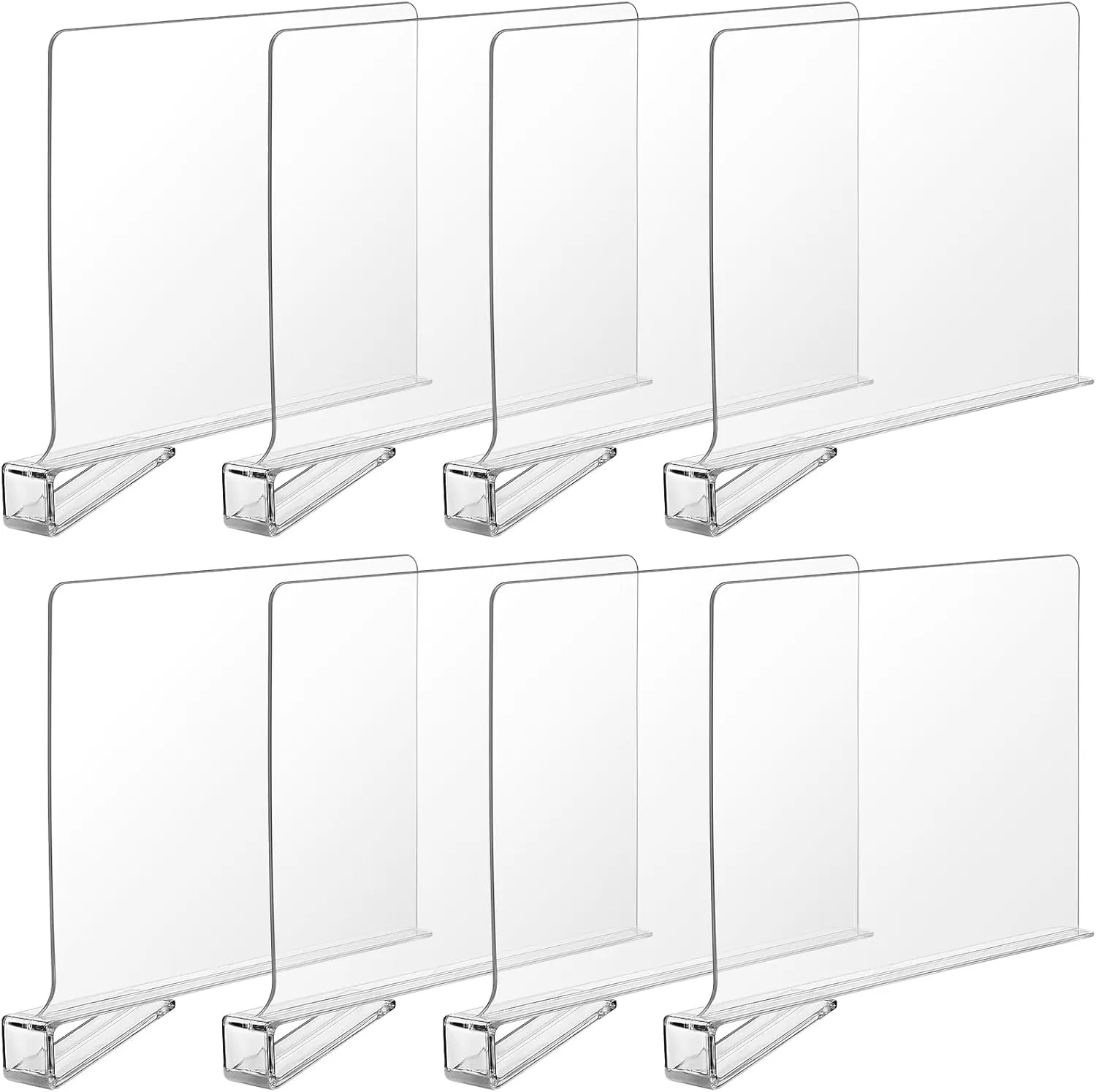 Boao 8 Pcs Shelf Dividers for Closet Organization Acrylic Clear Shelf Divider Purse Organizer Handbag Separator Bookshelf Divider for Closet Bedroom Kitchen Office Cabinet Bathroom
