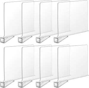 Boao 8 Pcs Shelf Dividers for Closet Organization Acrylic Clear Shelf Divider Purse Organizer Handbag Separator Bookshelf Divider for Closet Bedroom Kitchen Office Cabinet Bathroom