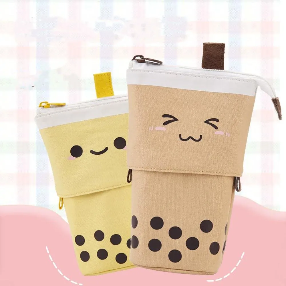 Boba Milk Tea Adjustable Pen Bag - Stand-Up, Multi-Use Stationery Pouch