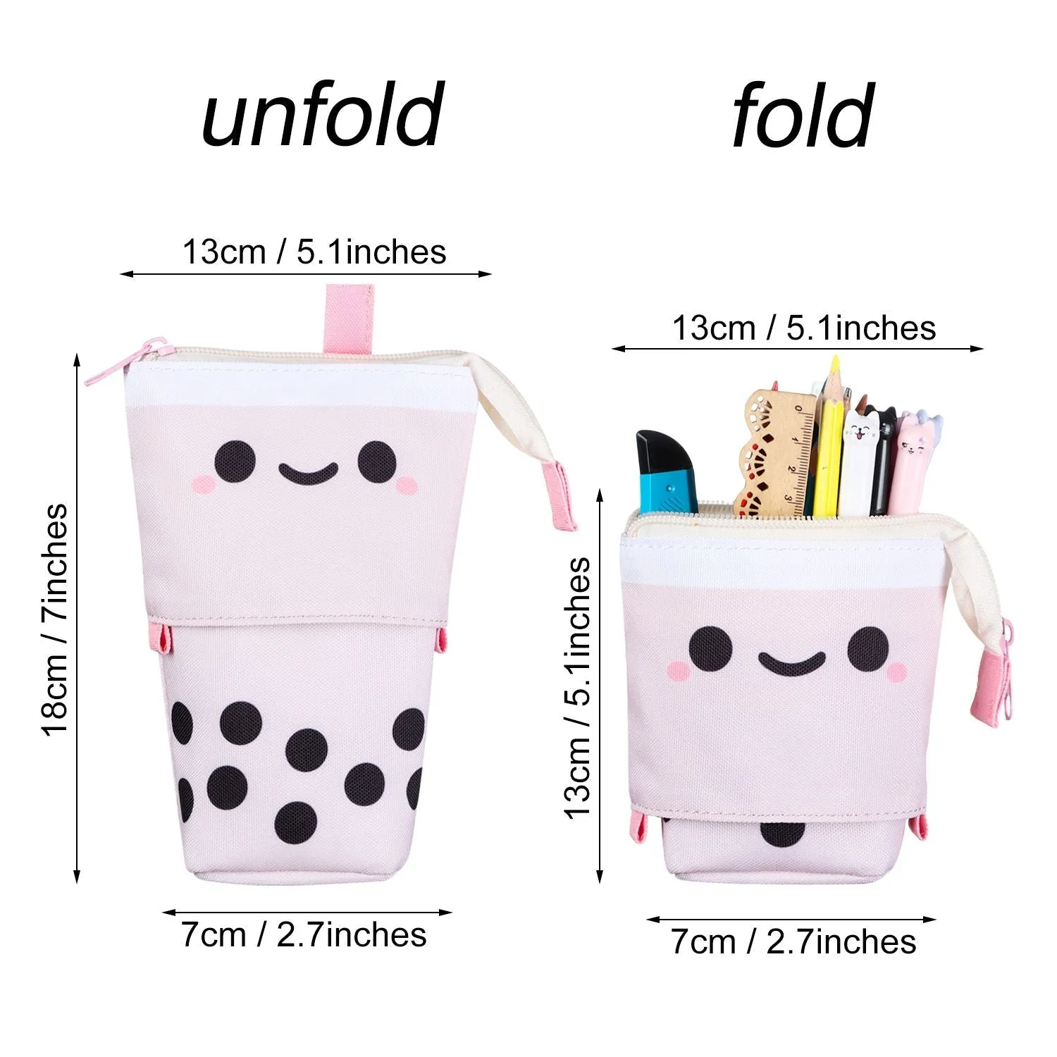 Boba Milk Tea Adjustable Pen Bag - Stand-Up, Multi-Use Stationery Pouch