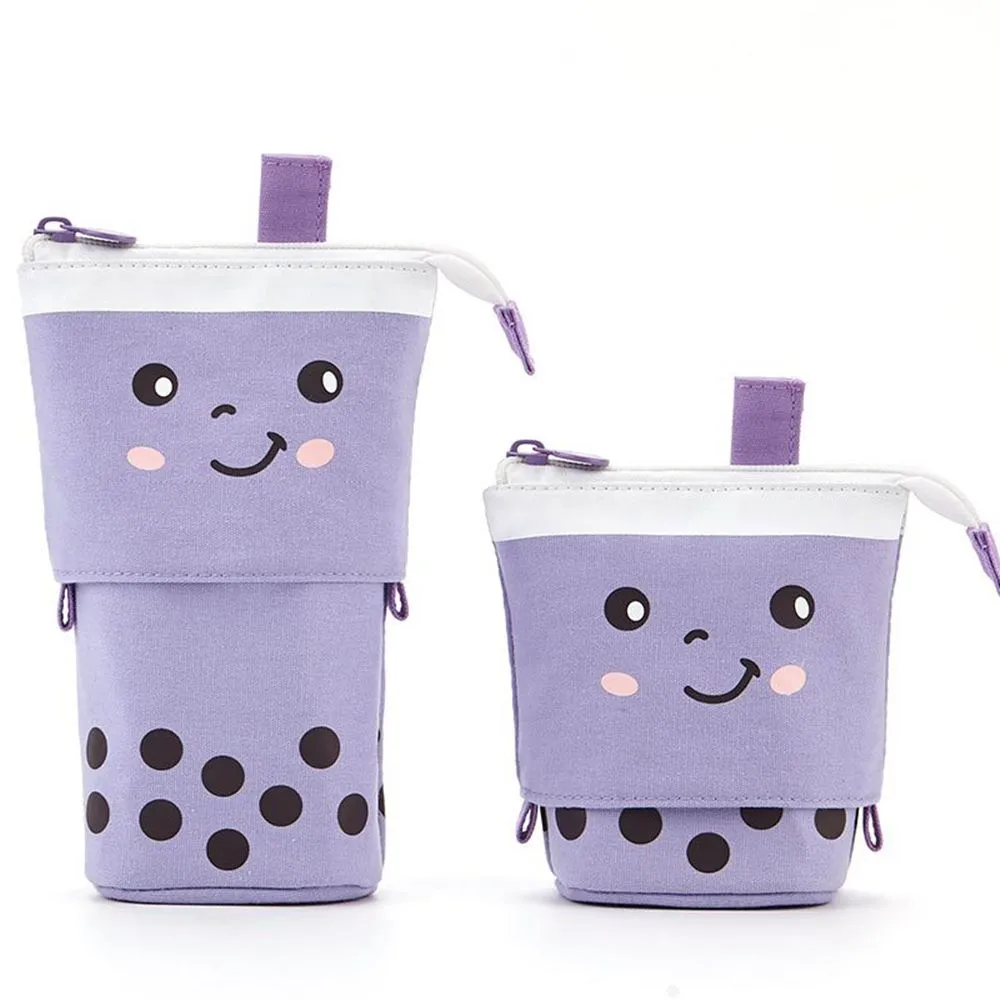 Boba Milk Tea Adjustable Pen Bag - Stand-Up, Multi-Use Stationery Pouch