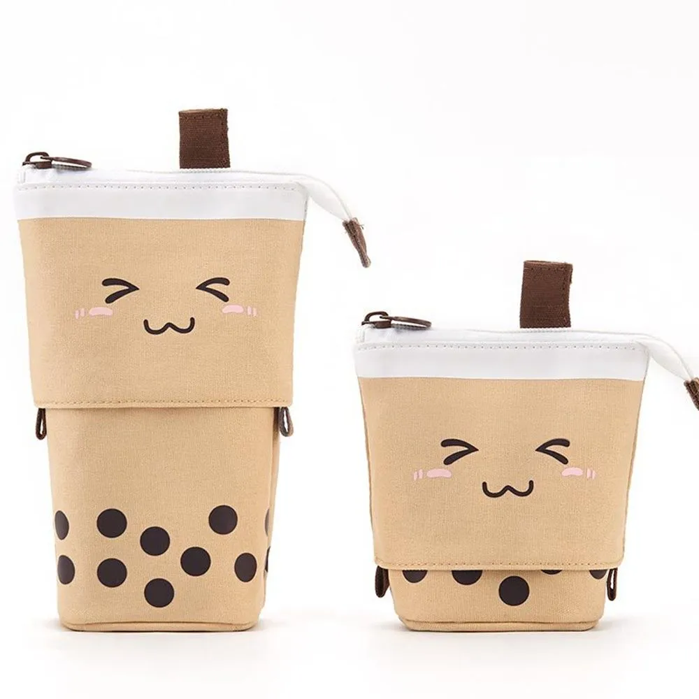 Boba Milk Tea Adjustable Pen Bag - Stand-Up, Multi-Use Stationery Pouch