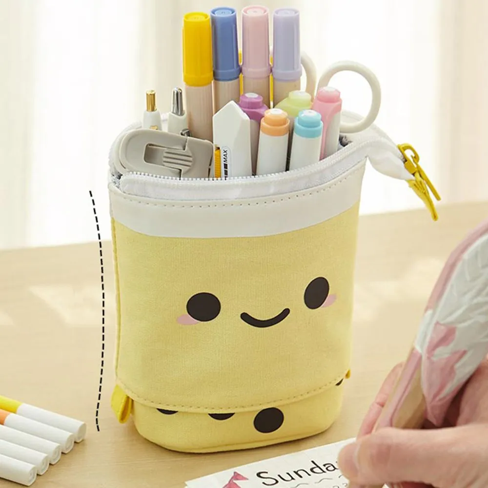 Boba Milk Tea Adjustable Pen Bag - Stand-Up, Multi-Use Stationery Pouch