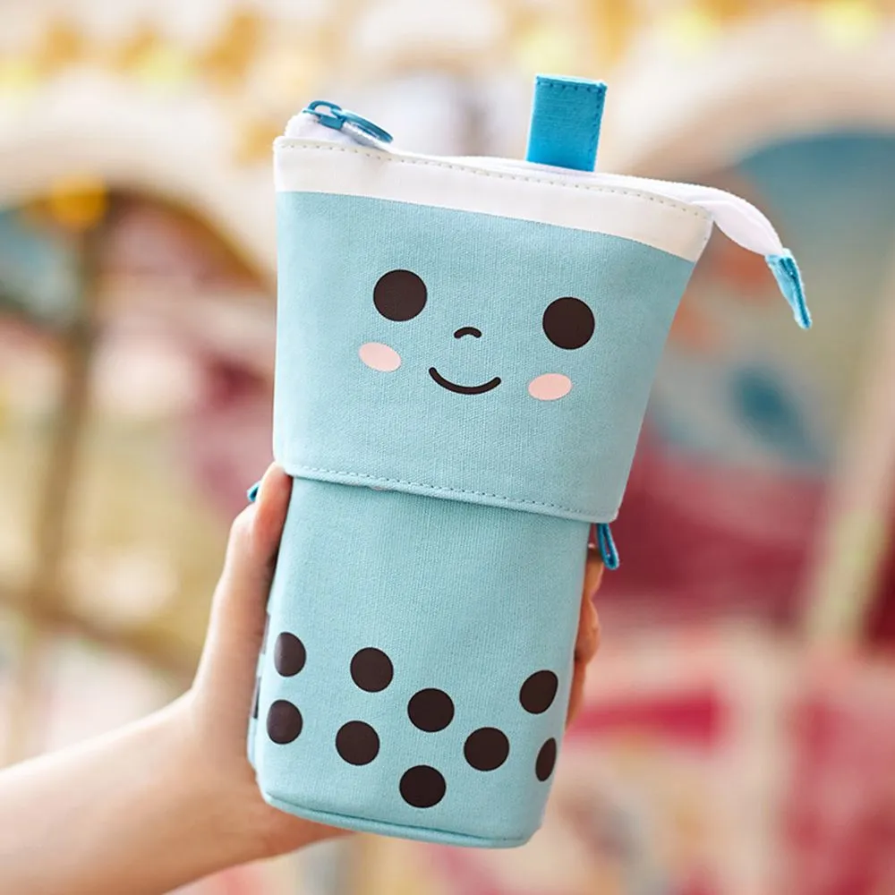 Boba Milk Tea Adjustable Pen Bag - Stand-Up, Multi-Use Stationery Pouch