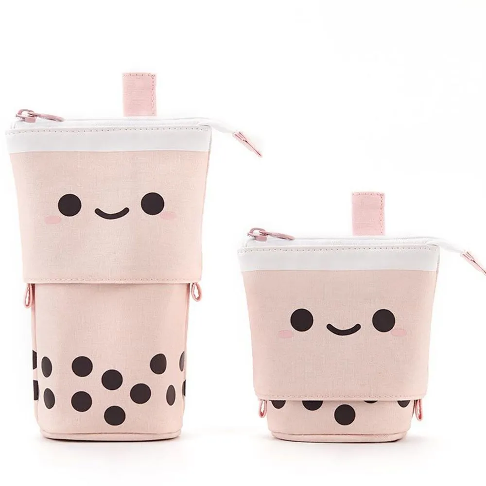 Boba Milk Tea Adjustable Pen Bag - Stand-Up, Multi-Use Stationery Pouch