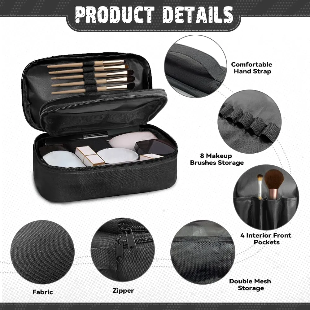 Boho Dragonfly Make Up Bag Large Capacity Travel Makeup Bags Easy to Hold Portable Storage Bag Double Zippers Carrying Case Divider and Handle for Cosmetics Brushes Tools