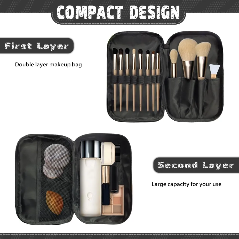 Boho Dragonfly Make Up Bag Large Capacity Travel Makeup Bags Easy to Hold Portable Storage Bag Double Zippers Carrying Case Divider and Handle for Cosmetics Brushes Tools
