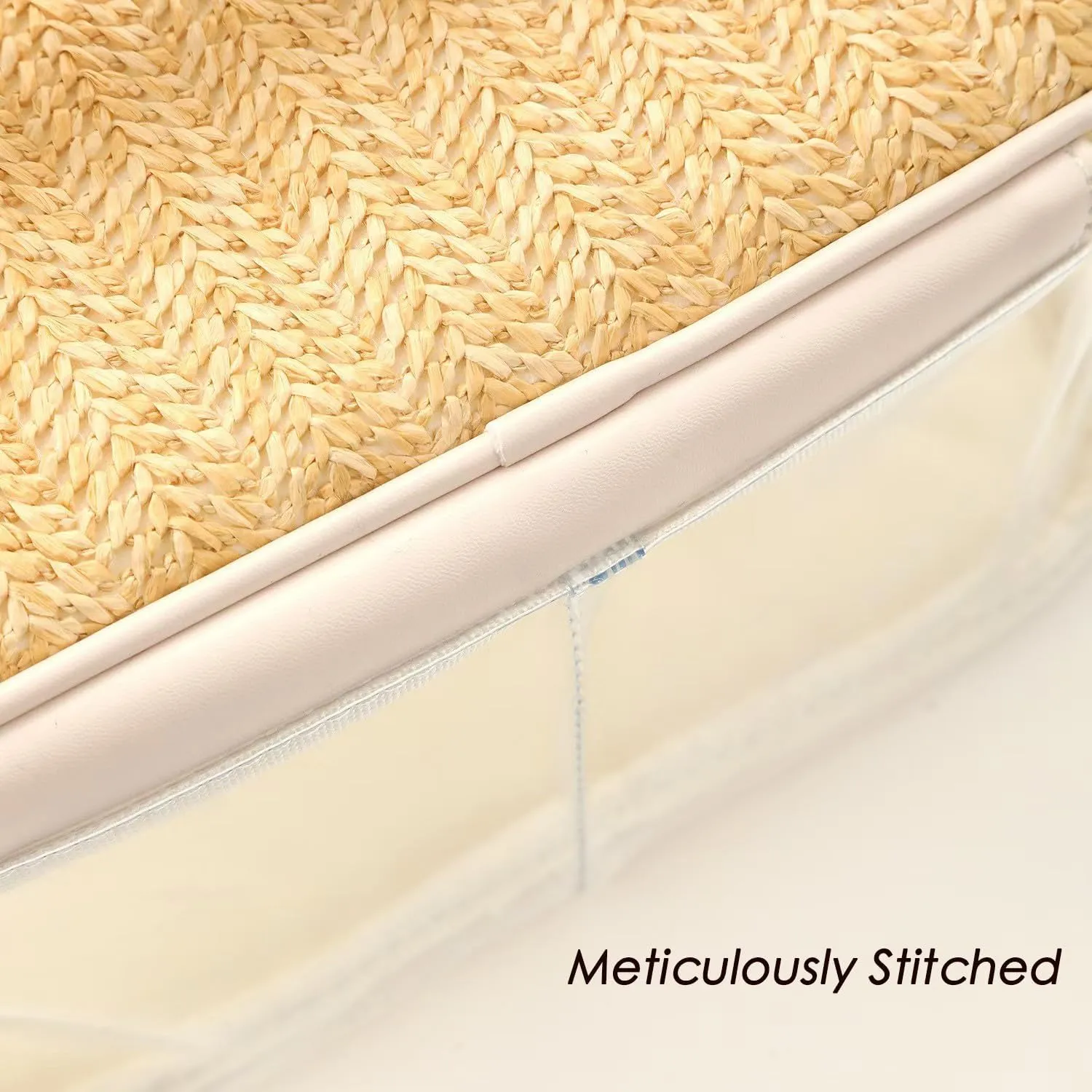 Boho Large Clear PVC Waterproof Makeup Bag with handle, Transparent Zipper Cosmetic Bag for Travel, Beach Bag for Sun screen Skincare (01Large size-Beige)