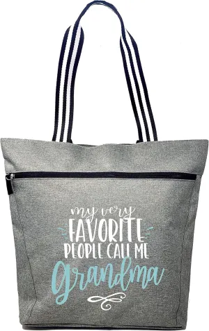 Brooke & Jess Designs Tote Bag for Grandma – Sturdy Canvas Grandma Tote w/Zipper & Inner Pocket Grandma Bag for Everyday Use