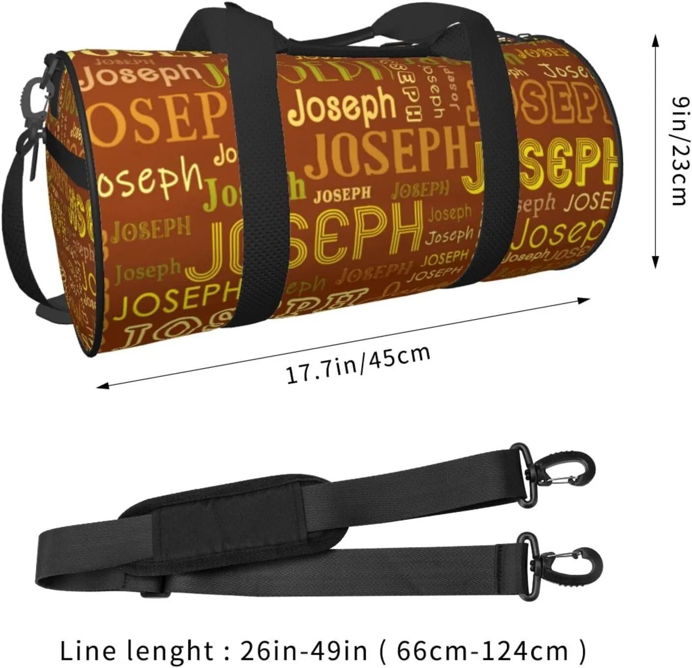 Brown Patterns Personalized Duffle Bag for Women Men Custom Sports Gym Dance Bag with Name Customize Cheer Bags for Travel Yoga Ballet Cheerleader Overnight Weekender Handbag