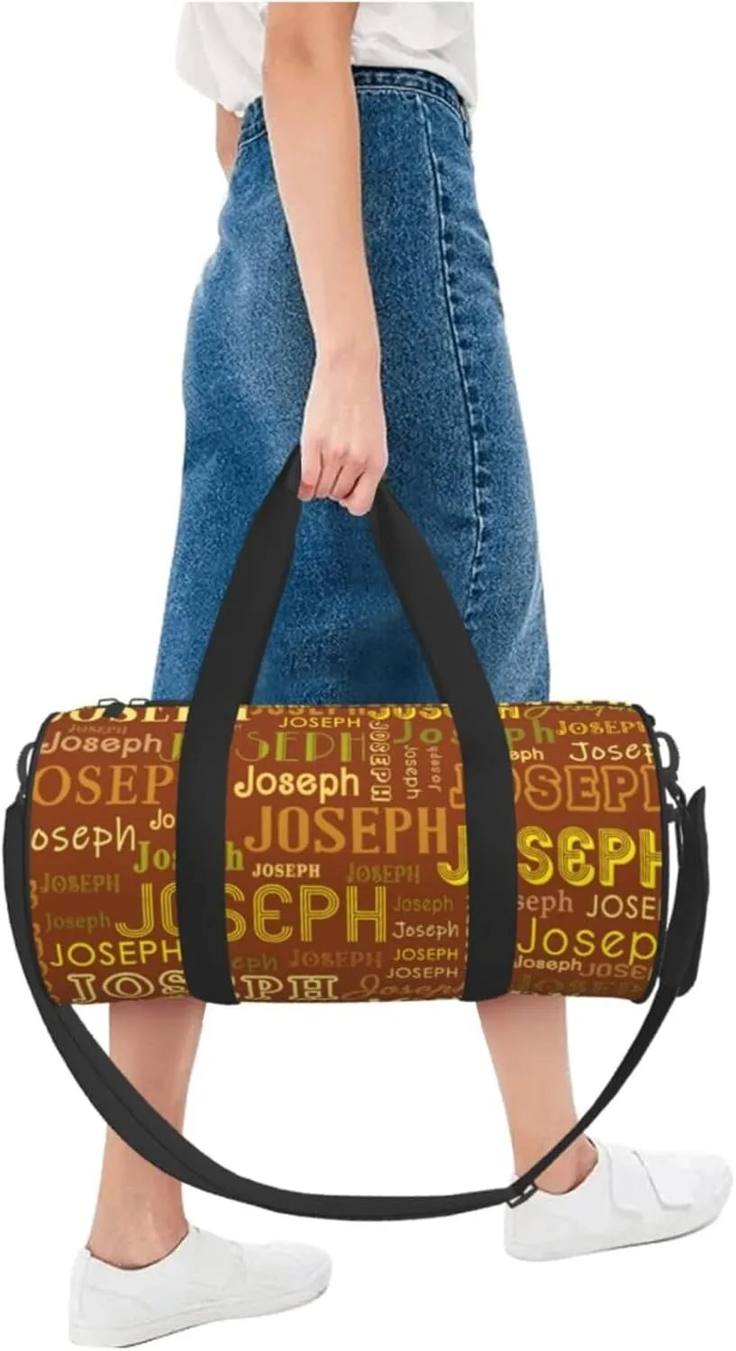 Brown Patterns Personalized Duffle Bag for Women Men Custom Sports Gym Dance Bag with Name Customize Cheer Bags for Travel Yoga Ballet Cheerleader Overnight Weekender Handbag