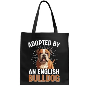 Bulldog Adoption Gift for English Bulldog Lovers and Owners Navy Black Multicolor Canvas Tote Bag
