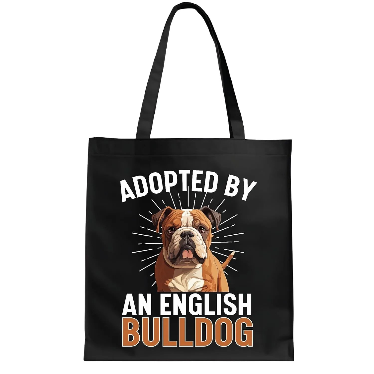 Bulldog Adoption Gift for English Bulldog Lovers and Owners Navy Black Multicolor Canvas Tote Bag