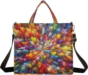 Burbuja Color Explosion Tote Bag for Women, Corduroy Tote Bag Handbag Crossbody Bag for Shopping Work Travel, S