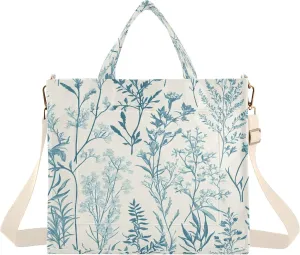 Burbuja Vintage Herbs Wildflowers Tote Bag for Women, Corduroy Tote Bag Handbag Crossbody Bag for Shopping Work Travel, S