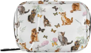 Butterflies Kittens Pill Box Case 7 Days Cute Cats Portable Weekly Pill Organizer Bag Medicine Container Vitamin Supplements Holder with Zipper for Travel Daily Use