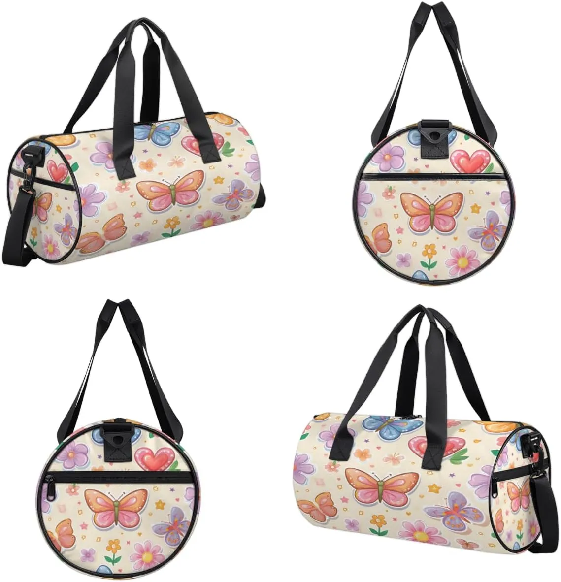 Butterfly Love Garden Sports Duffel Bag with Shoulder Strap, Large Capacity Gym Bag with Shoe Compartment, Water Resistant Travel Duffle Bag for Men Women Travel, Sports (17.6x9x9 Inch)