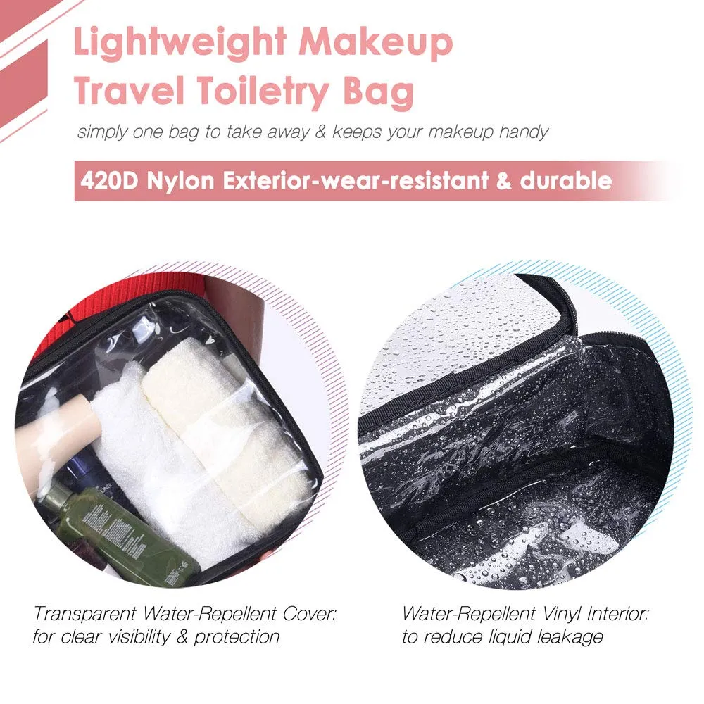 BYOOTIQUE 420D Clear Nylon Makeup Travel Toiletry Bag Portable Lightweight Transparent Cosmetic Storage Organizer Pool M