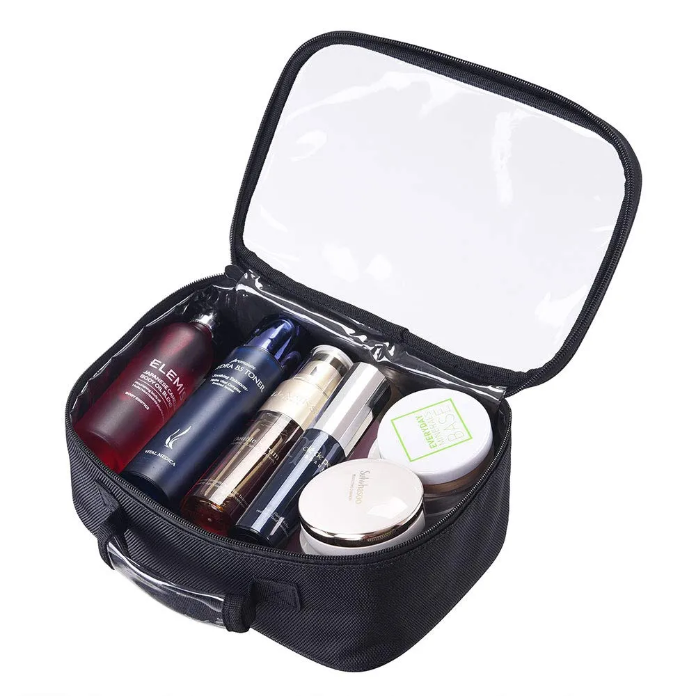 BYOOTIQUE 420D Clear Nylon Makeup Travel Toiletry Bag Portable Lightweight Transparent Cosmetic Storage Organizer Pool M