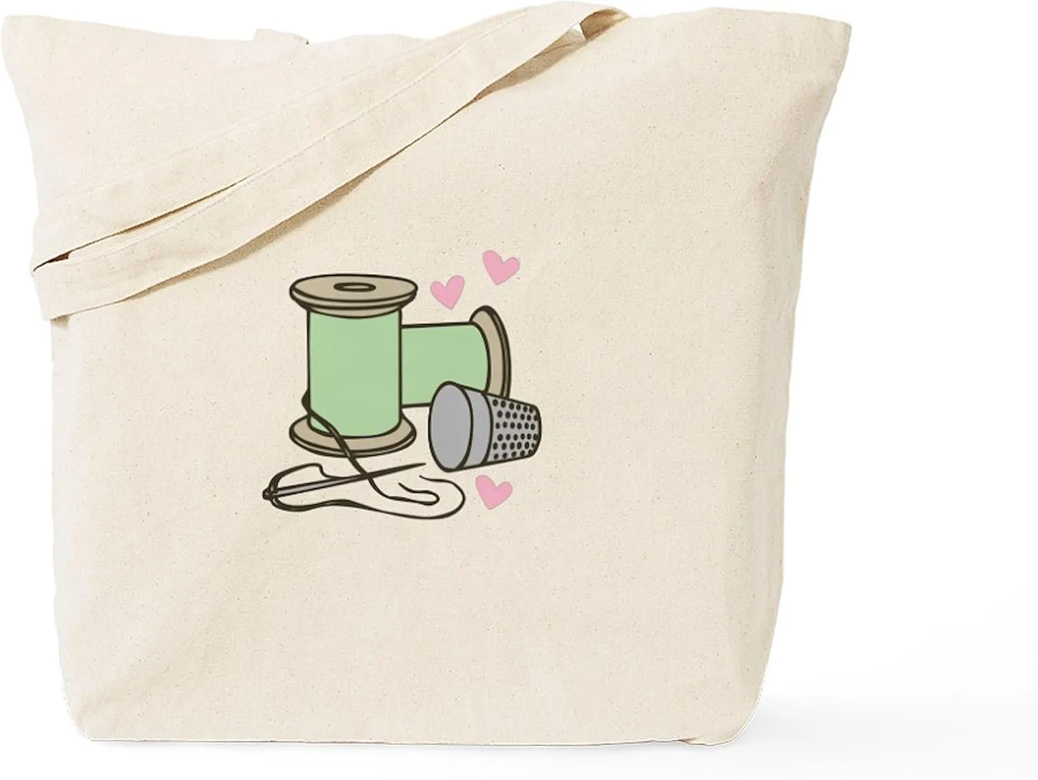 CafePress Thimble & Spool Tote Bag Reusable Natural Beige Canvas Shopping Bag