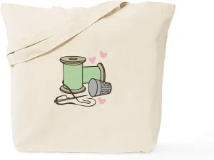 CafePress Thimble & Spool Tote Bag Reusable Natural Beige Canvas Shopping Bag