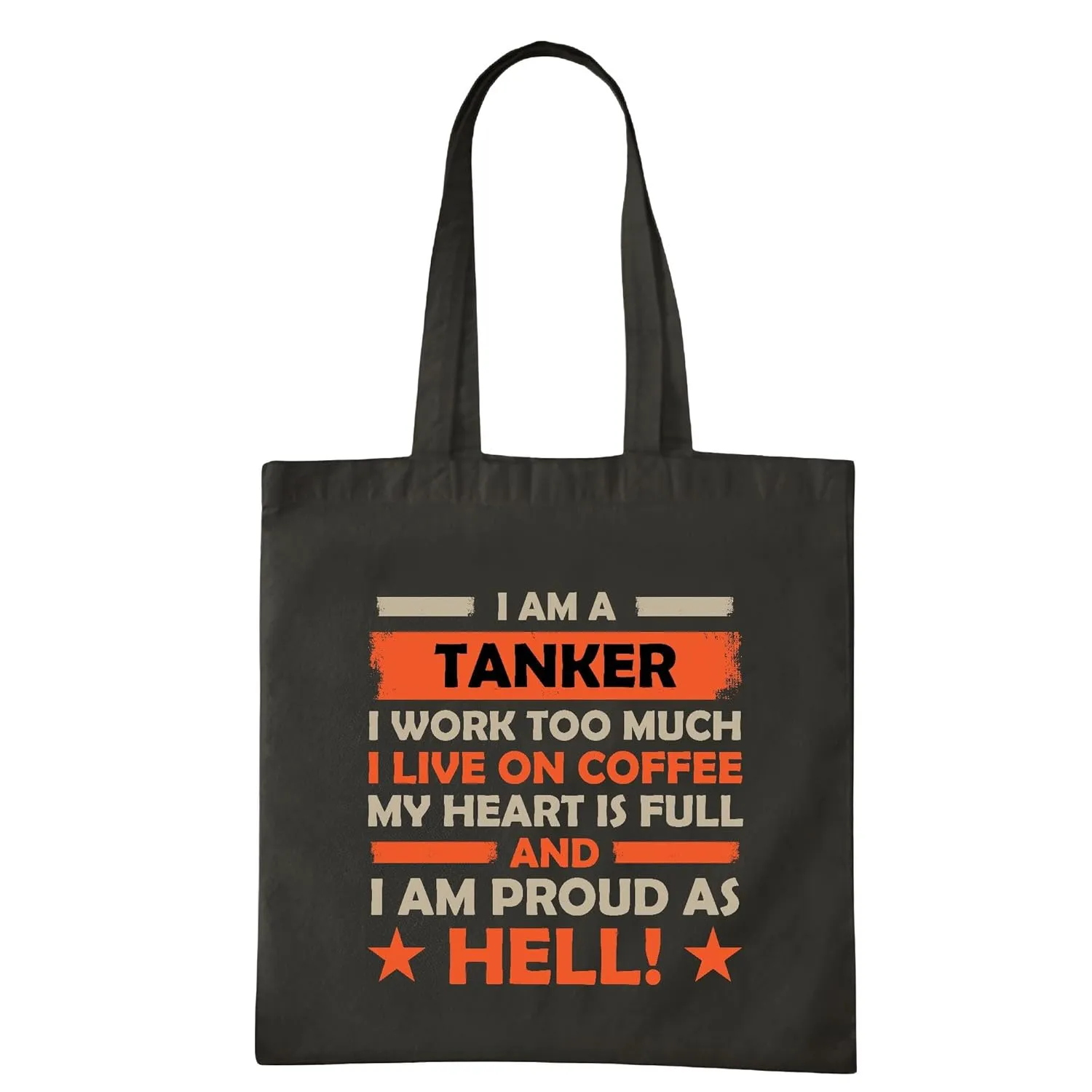 Caffeine Tanker Gift for Overworked People Who Live on Coffee Navy Black Multicolor Canvas Tote Bag