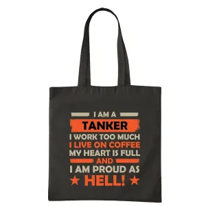Caffeine Tanker Gift for Overworked People Who Live on Coffee Navy Black Multicolor Canvas Tote Bag