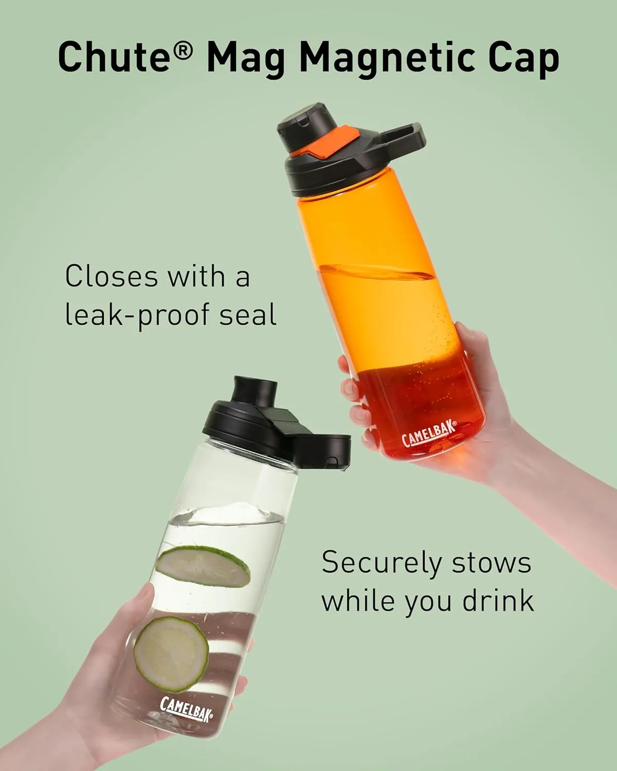 CamelBak Chute Mag BPA Free Water Bottle with Tritan Renew - Magnetic Cap Stows While Drinking, 25oz, Lagoon