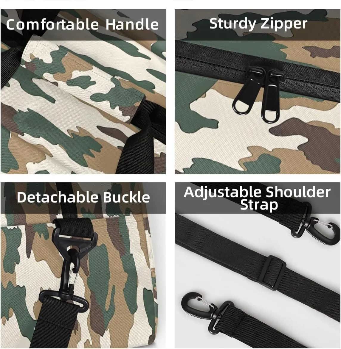 Camo Brown Green Mini Gym Bag 18 inch for Women Men Waterproof Custom Camouflage Travel Duffel Bag Carry On Overnight Tote Nurse Bag for Work Fitness Hiking