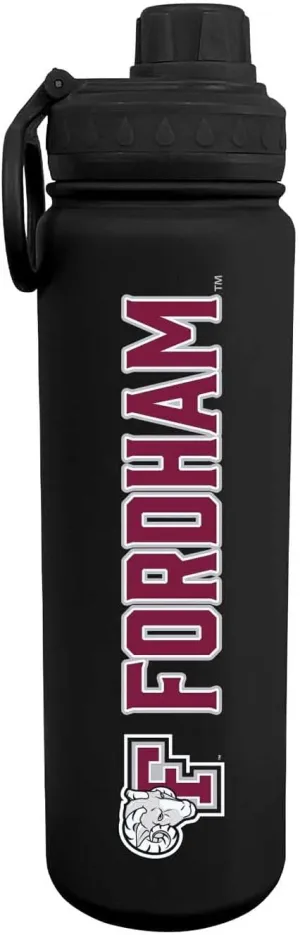 Campus Colors NCAA Stainless Steel Water Bottle - Twist on cap - 24 oz - Carry Clip - Keeps Your Drinks Hot or Cold for Hours (Fordham Rams - Black)
