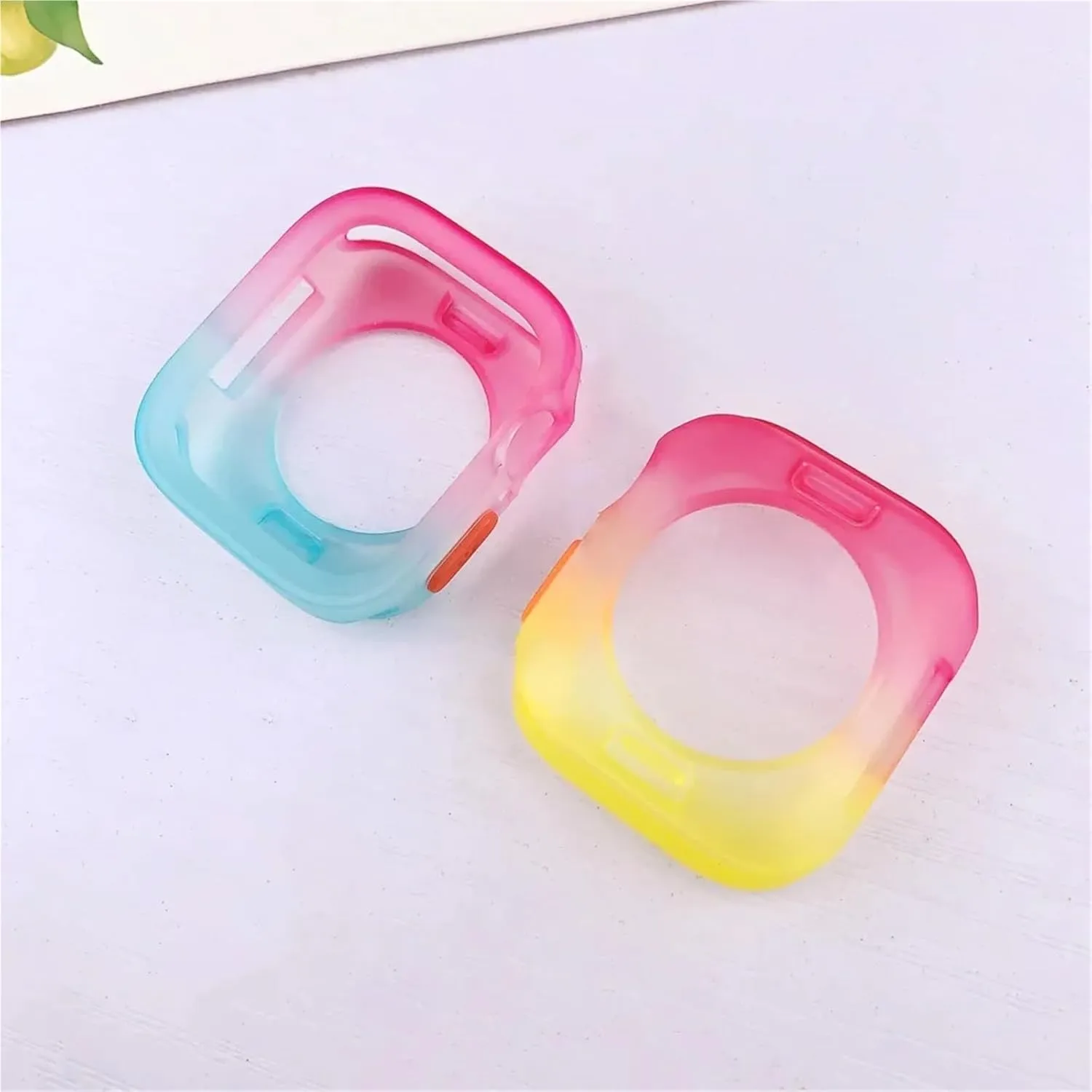 Candy Color Case for Apple Watch Cases 40MM 41MM 44MM 45MM Soft Silicone Transparent Protective Bumper for iWatch Series 9/8/7/6/5/Se Cases(Rose Yellow,44MM 45MM)