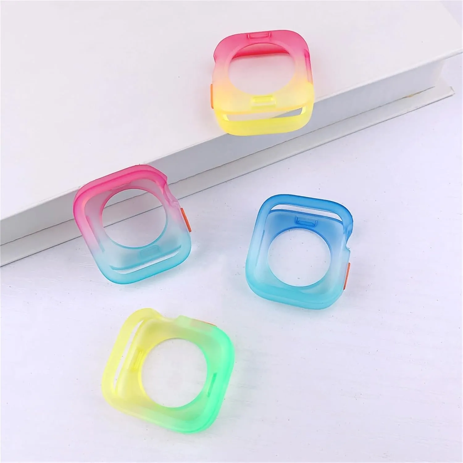 Candy Color Case for Apple Watch Cases 40MM 41MM 44MM 45MM Soft Silicone Transparent Protective Bumper for iWatch Series 9/8/7/6/5/Se Cases(Rose Yellow,44MM 45MM)