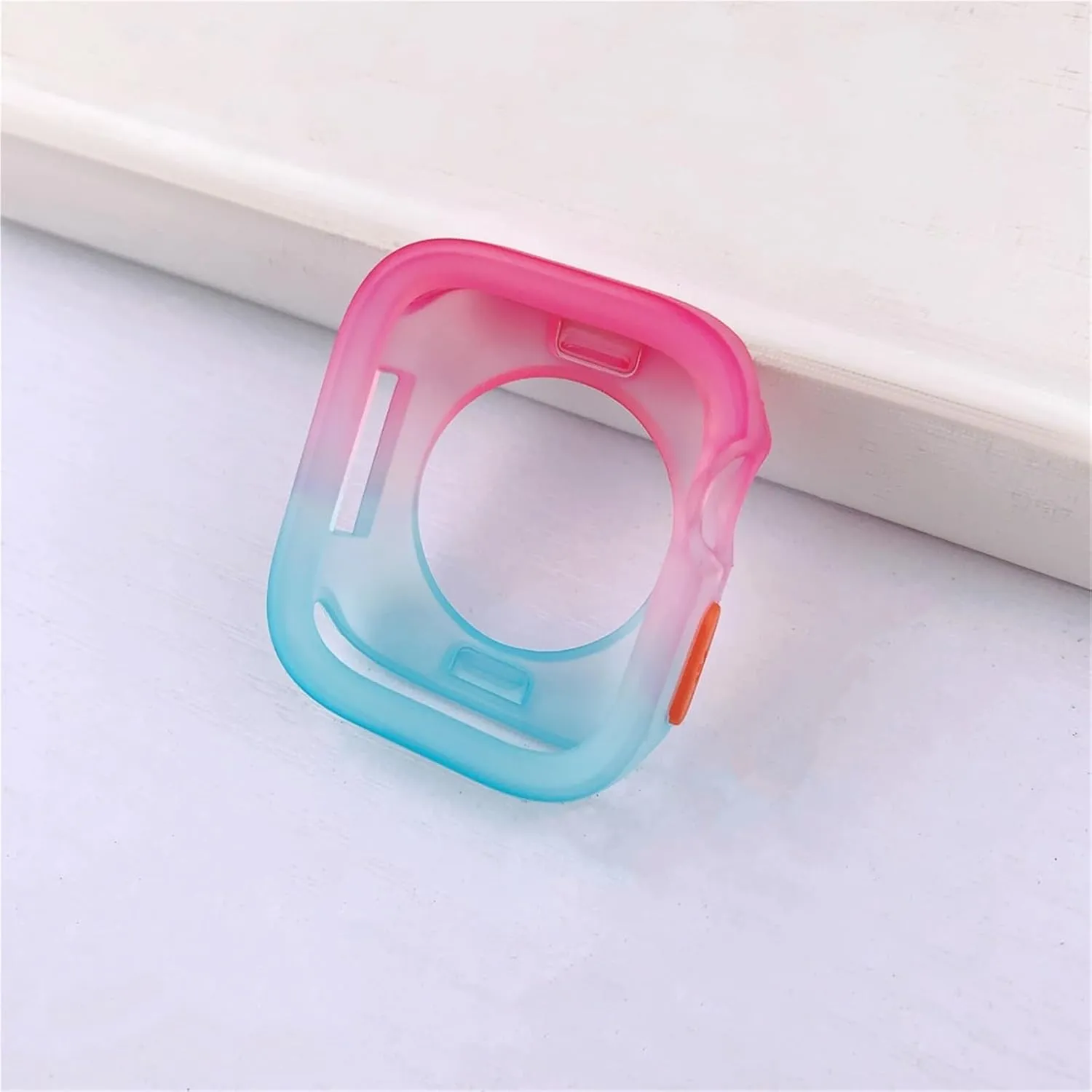 Candy Color Case for Apple Watch Cases 40MM 41MM 44MM 45MM Soft Silicone Transparent Protective Bumper for iWatch Series 9/8/7/6/5/Se Cases(Rose Yellow,44MM 45MM)