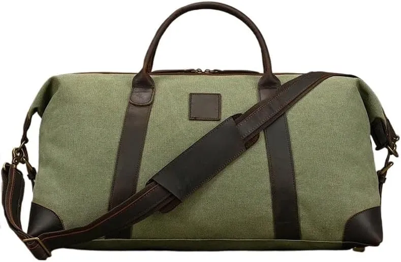 Canvas Leather Travel Bag for Men Male Travelling Handbags Large Capacity Shoulder Bag for Travel Weekender Bags Men Duffle Bag