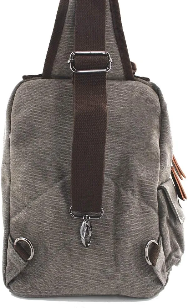 Canvas Shoulder Backpack Travel Rucksack Sling Bag Cross Body Messenger Bag,180308-Gery