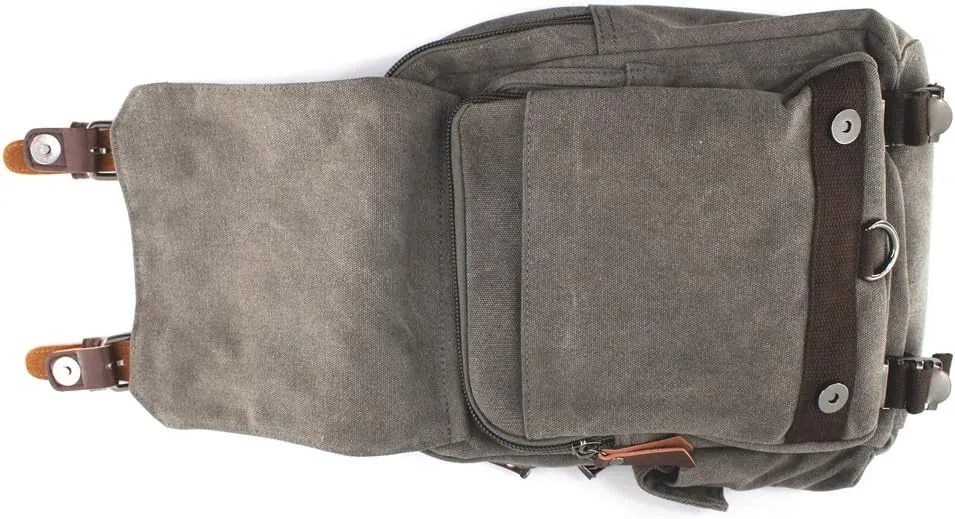 Canvas Shoulder Backpack Travel Rucksack Sling Bag Cross Body Messenger Bag,180308-Gery