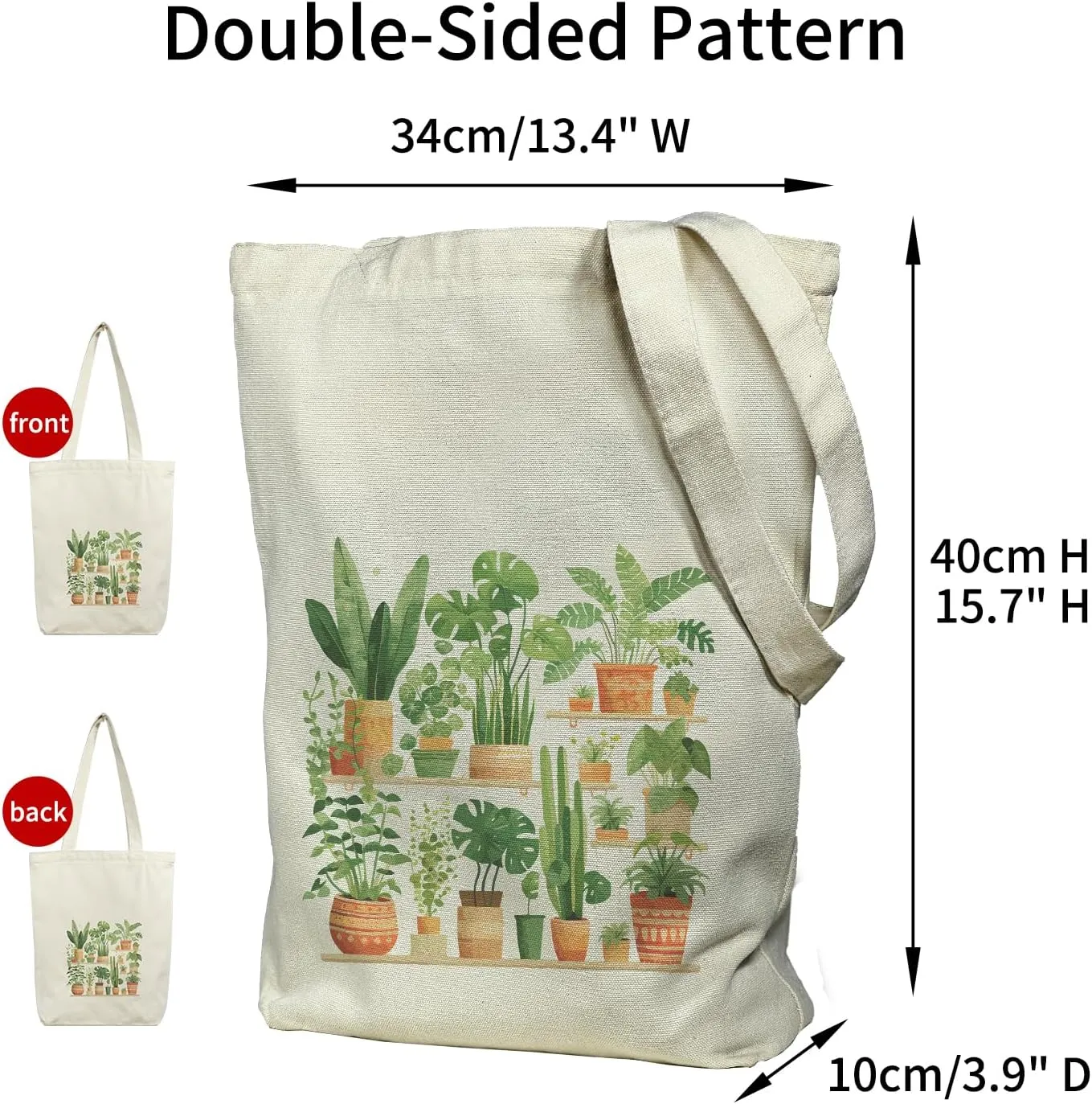 Canvas Tote Bag for Women, Tote Bag with Zipper Inner Pocket, Zippered Canvas Bag for Shopping Work Grocery Everyday