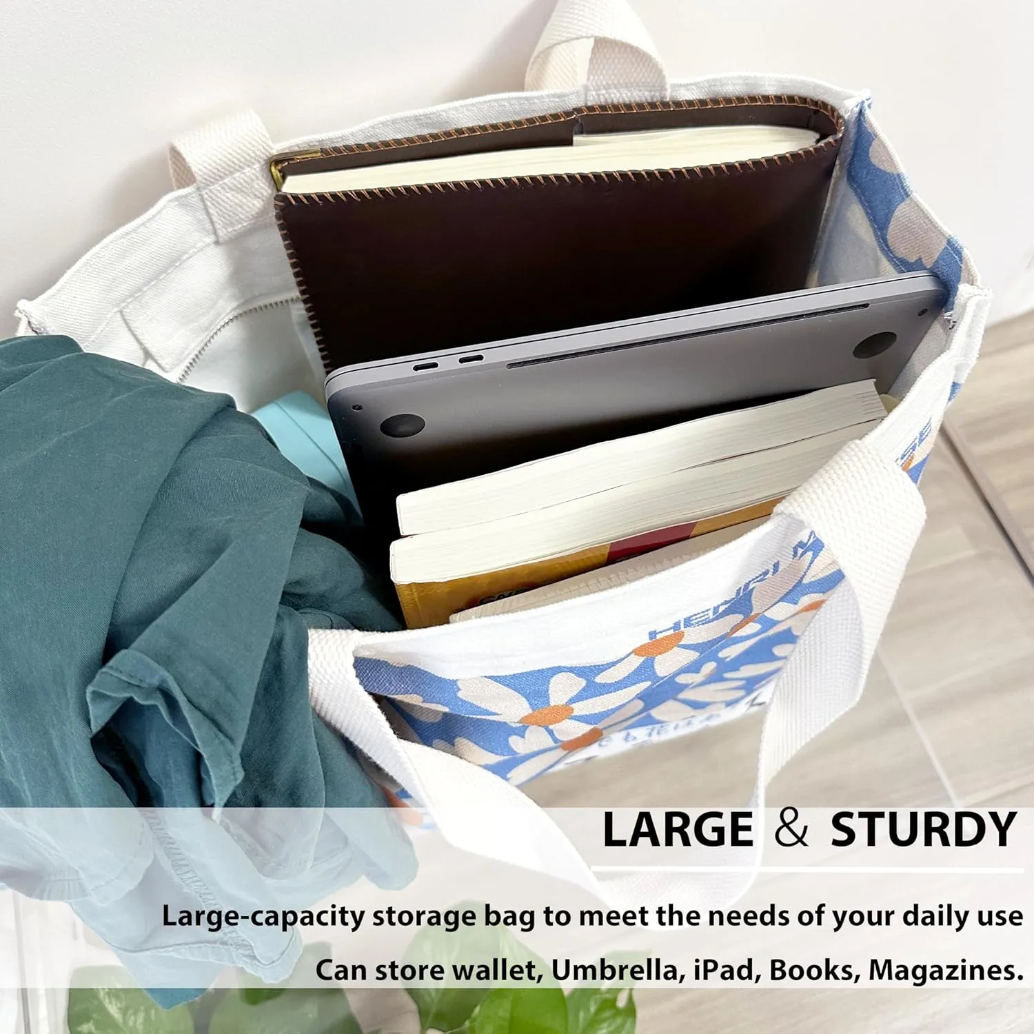 Canvas Tote Bag For Women With Zipper, Durable Portable Reusable Tote Canvas Bag, Tote Bag Aesthetic