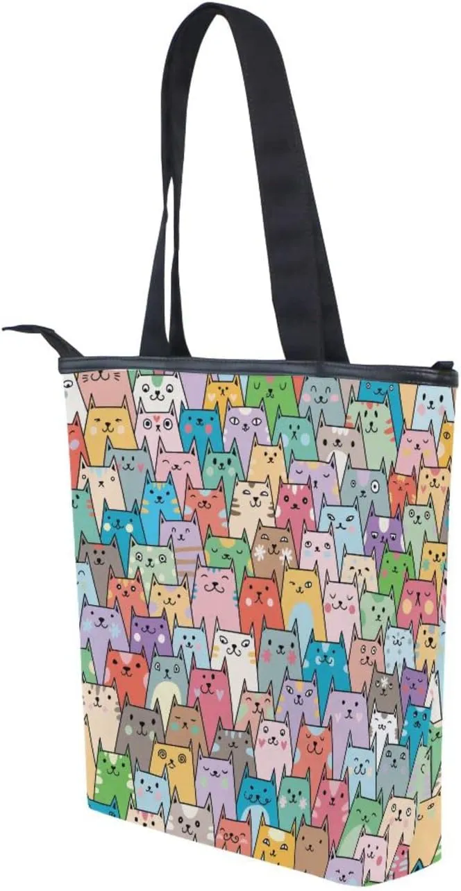 Canvas Tote Bag for Women with Zipper,Lady Tote Bag Canvas Tote Purse Canvas Handbag for Work Travel