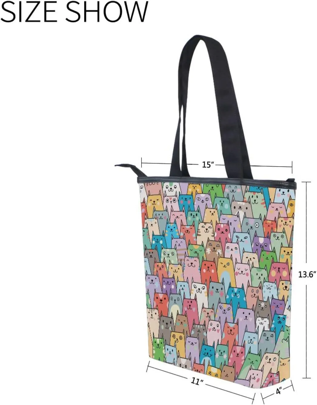 Canvas Tote Bag for Women with Zipper,Lady Tote Bag Canvas Tote Purse Canvas Handbag for Work Travel