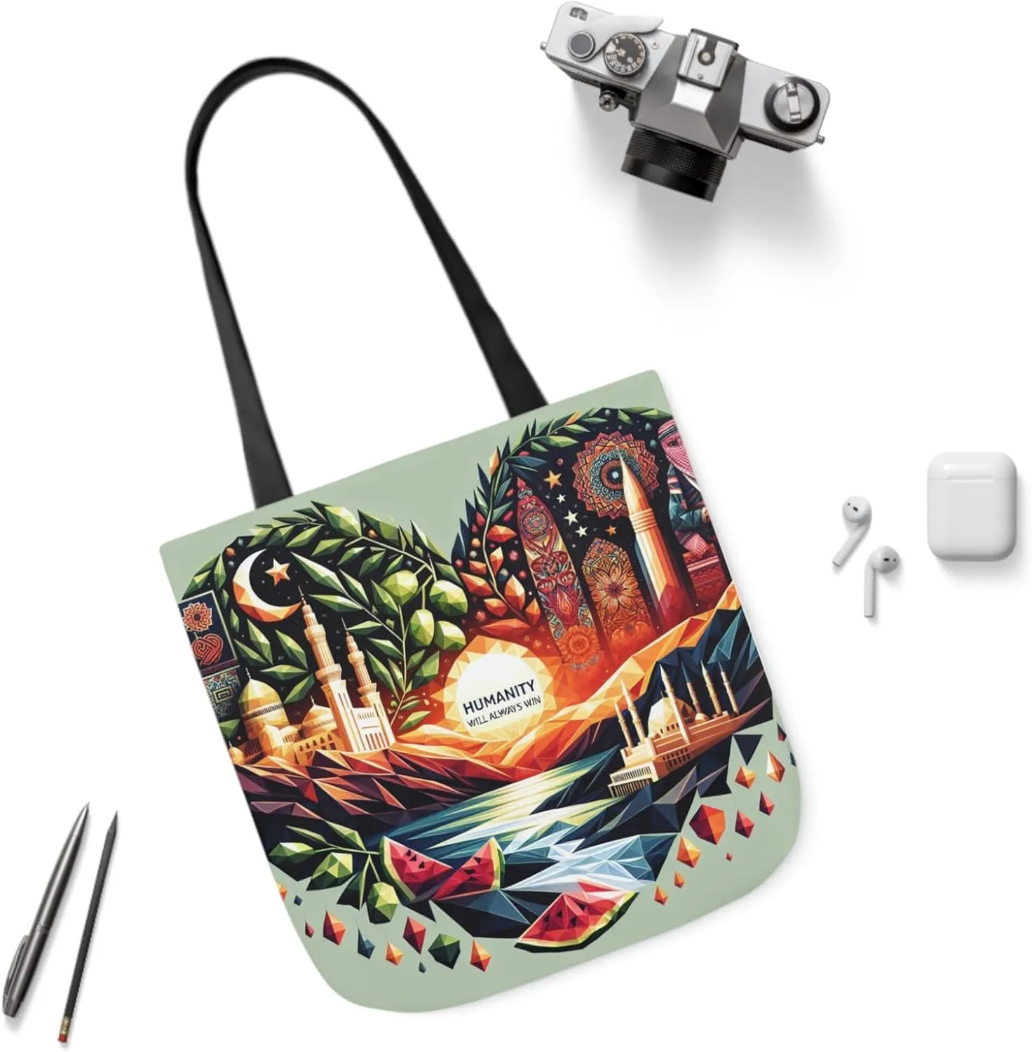 Canvas Tote Bag, Free Palestine Humanity Wins Heart Design, Activism Shoulder Handbag, Protest Shopping Purse, Political