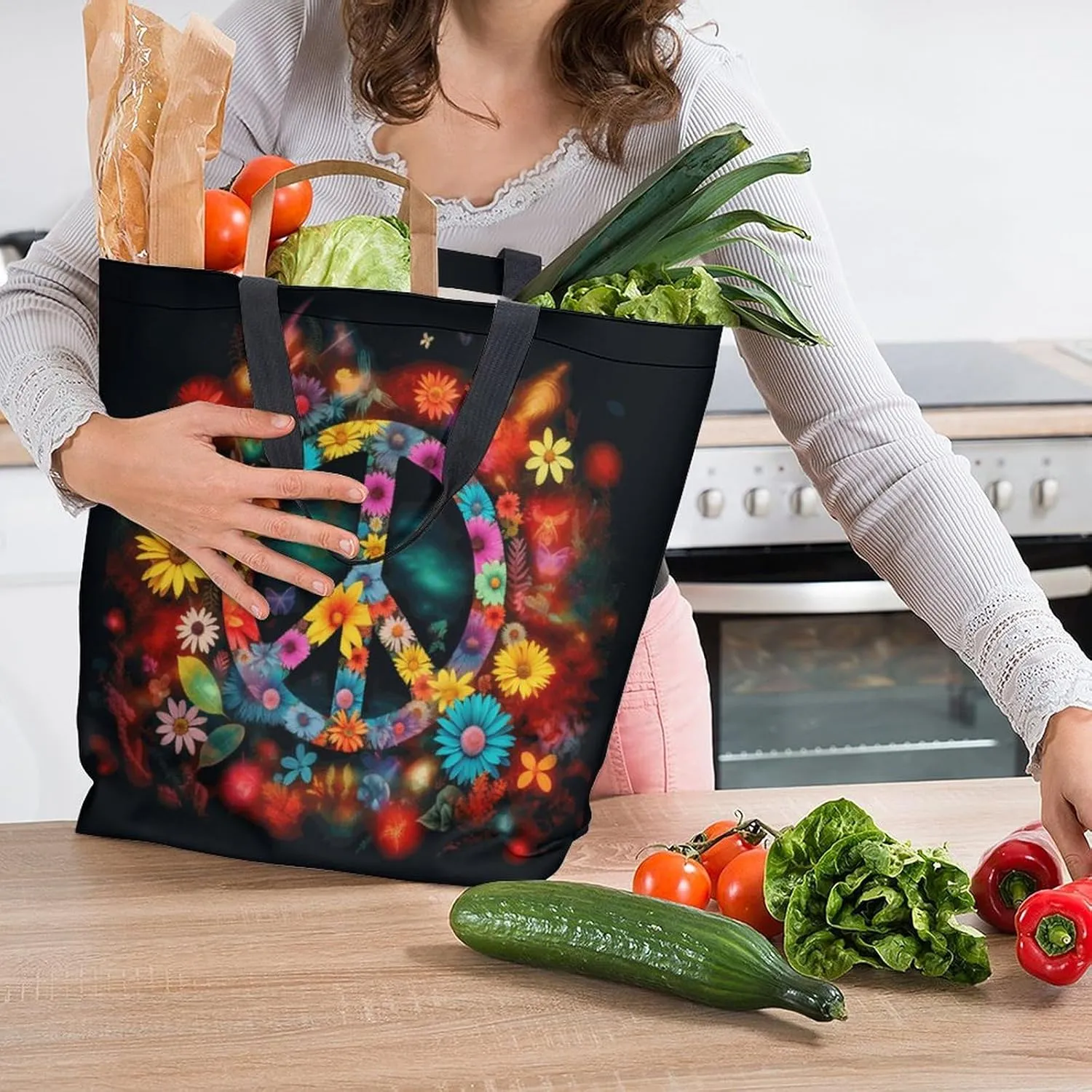 Canvas Tote Bag Large Casual Shoulder Bag for Women Handbag Reusable Beach Shopping Gym Picnic Travel Grocery Bag
