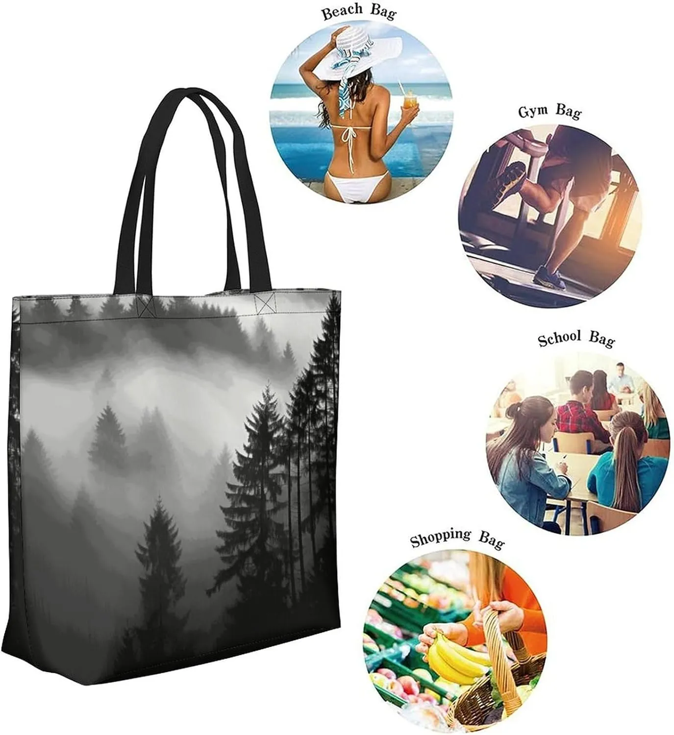 Canvas Tote Bag Large Women Casual Shoulder Bag Handbag Reusable Beach Shopping Grocery Bag For Outdoors