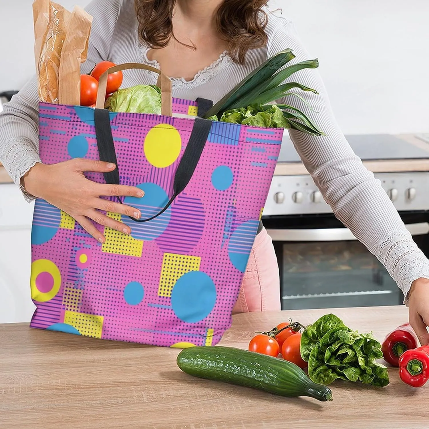 Canvas Tote Bag Large Women Casual Shoulder Bag Handbag Reusable Beach Shopping Grocery Bag For Outdoors