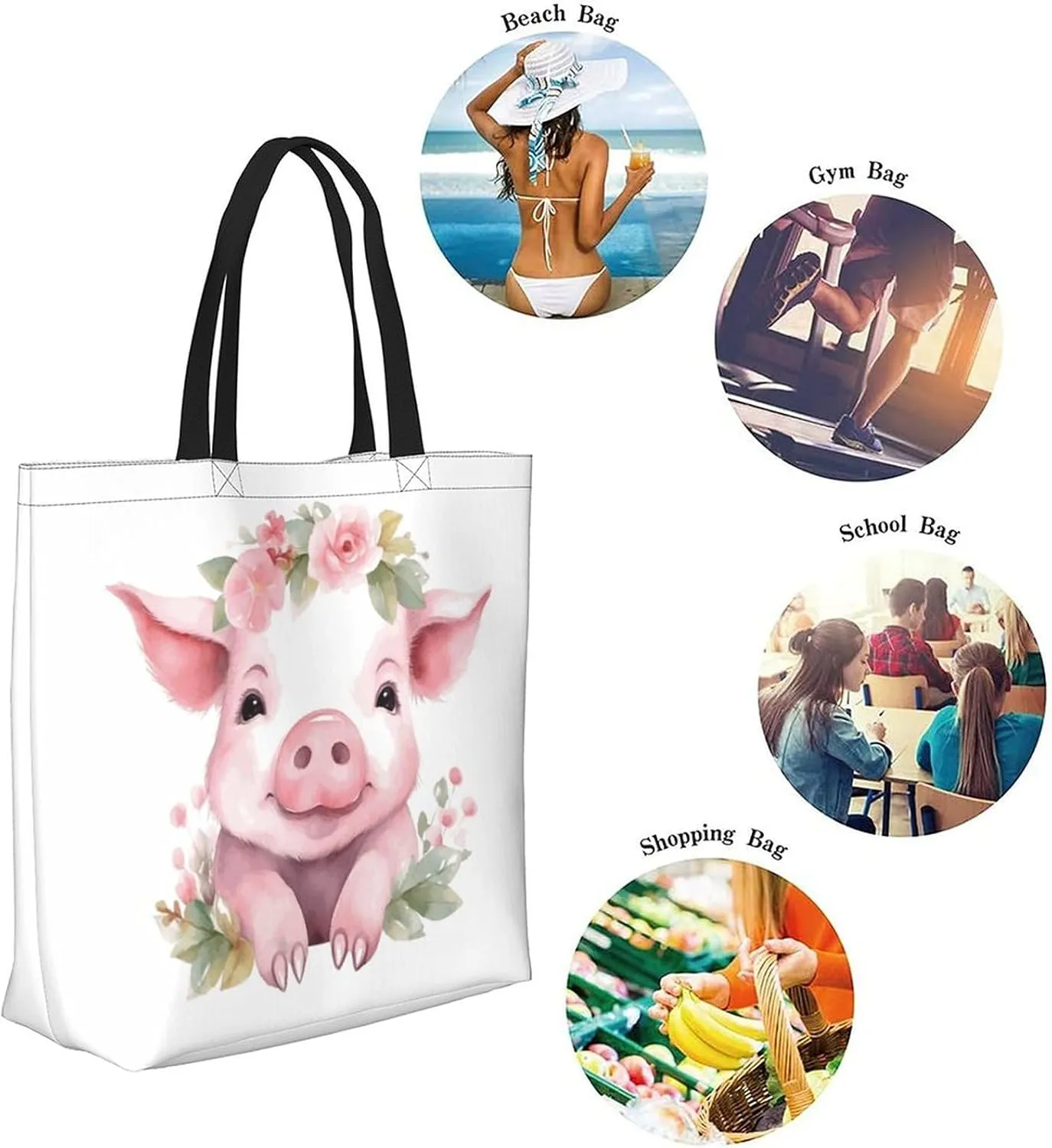 Canvas Tote Bag Large Women Casual Shoulder Bag Handbag Reusable Beach Shopping Grocery Bag For Outdoors