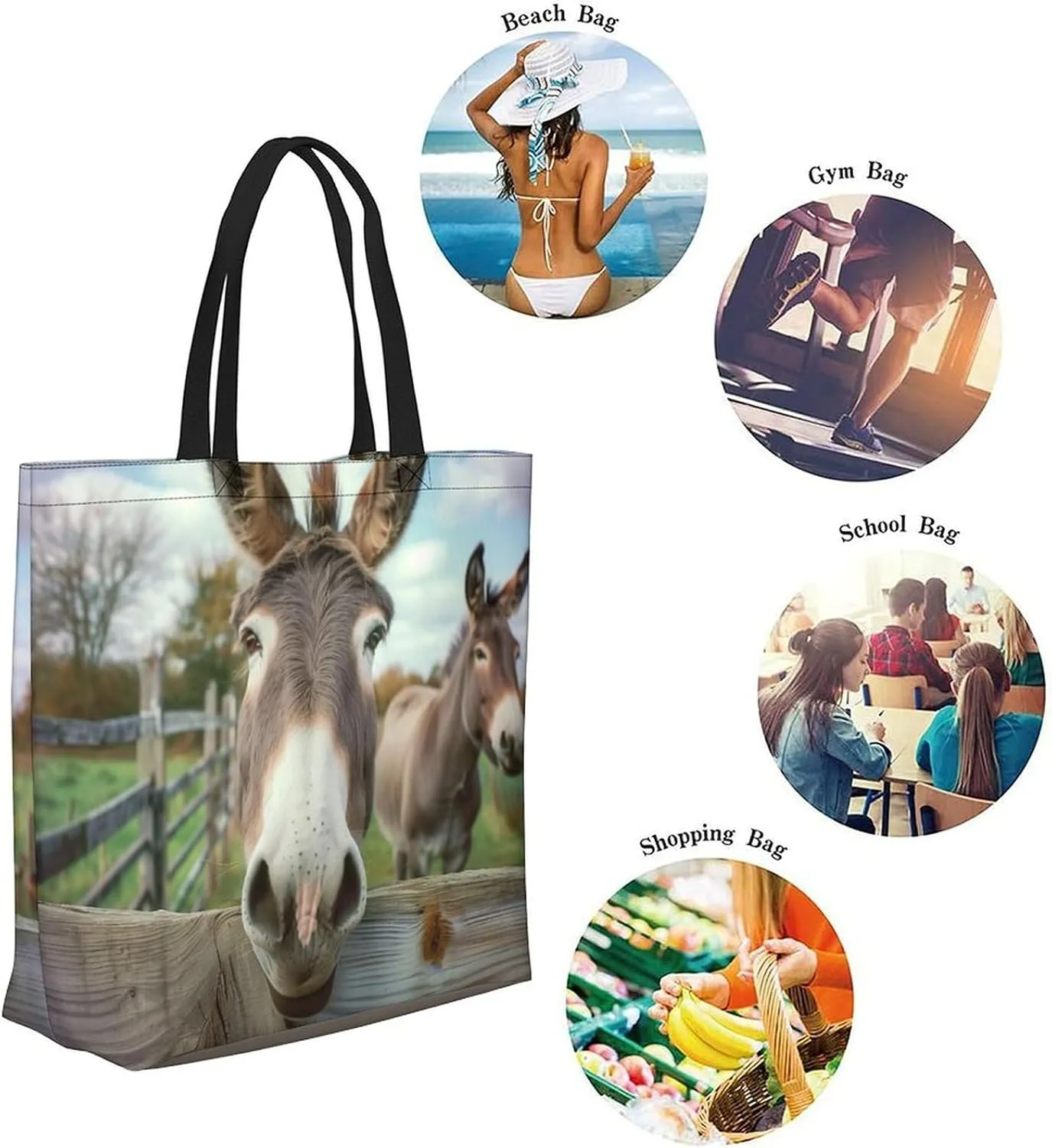 Canvas Tote Bag Large Women Casual Shoulder Bag Handbag Reusable Beach Shopping Grocery Bag For Outdoors