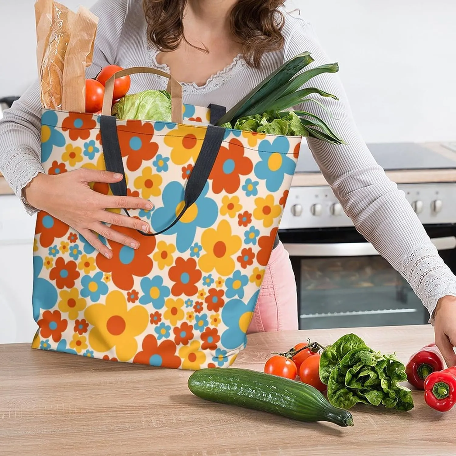 Canvas Tote Bag Large Women Casual Shoulder Bag Handbag Reusable Beach Shopping Grocery Bag For Outdoors
