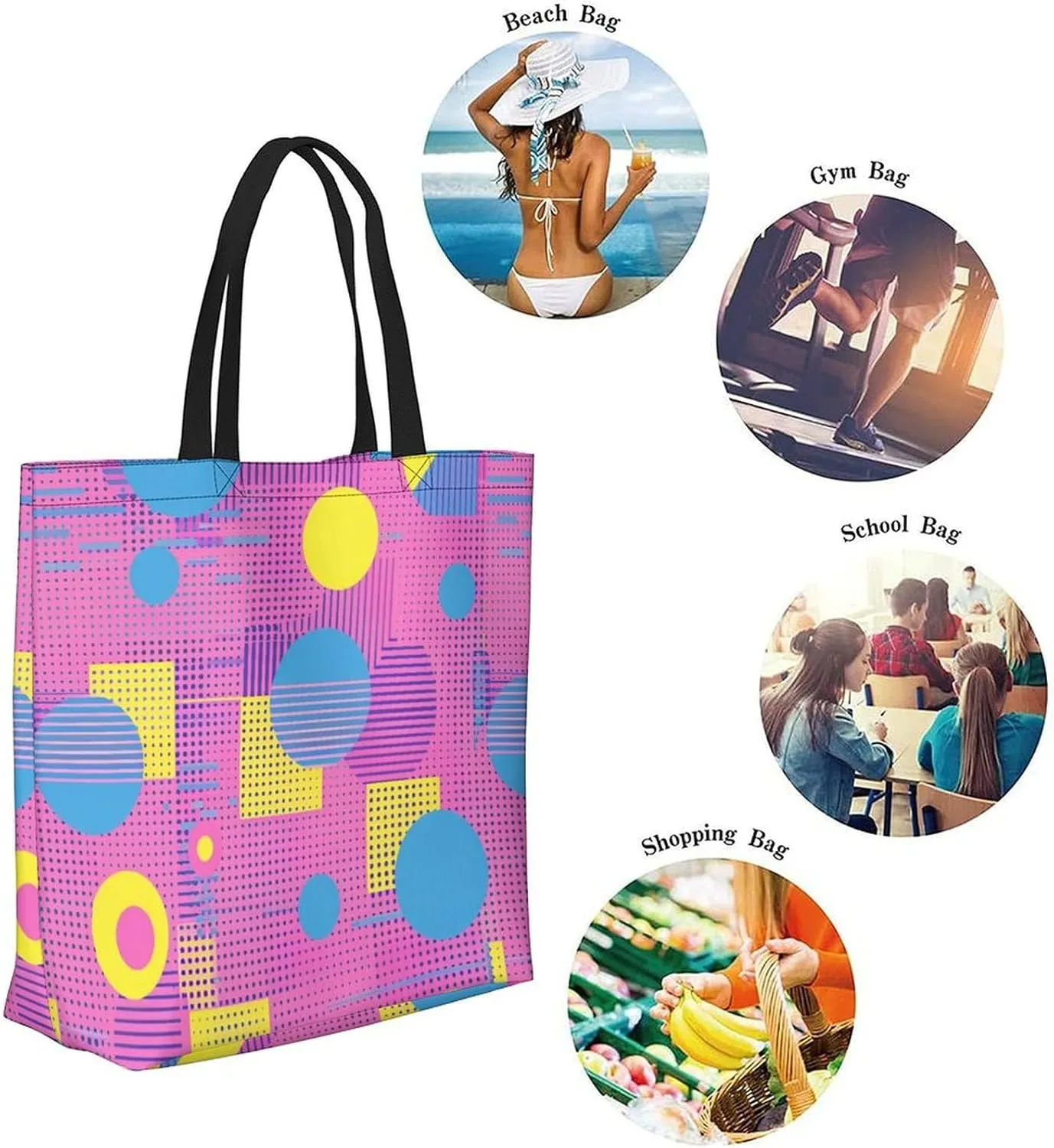 Canvas Tote Bag Large Women Casual Shoulder Bag Handbag Reusable Beach Shopping Grocery Bag For Outdoors