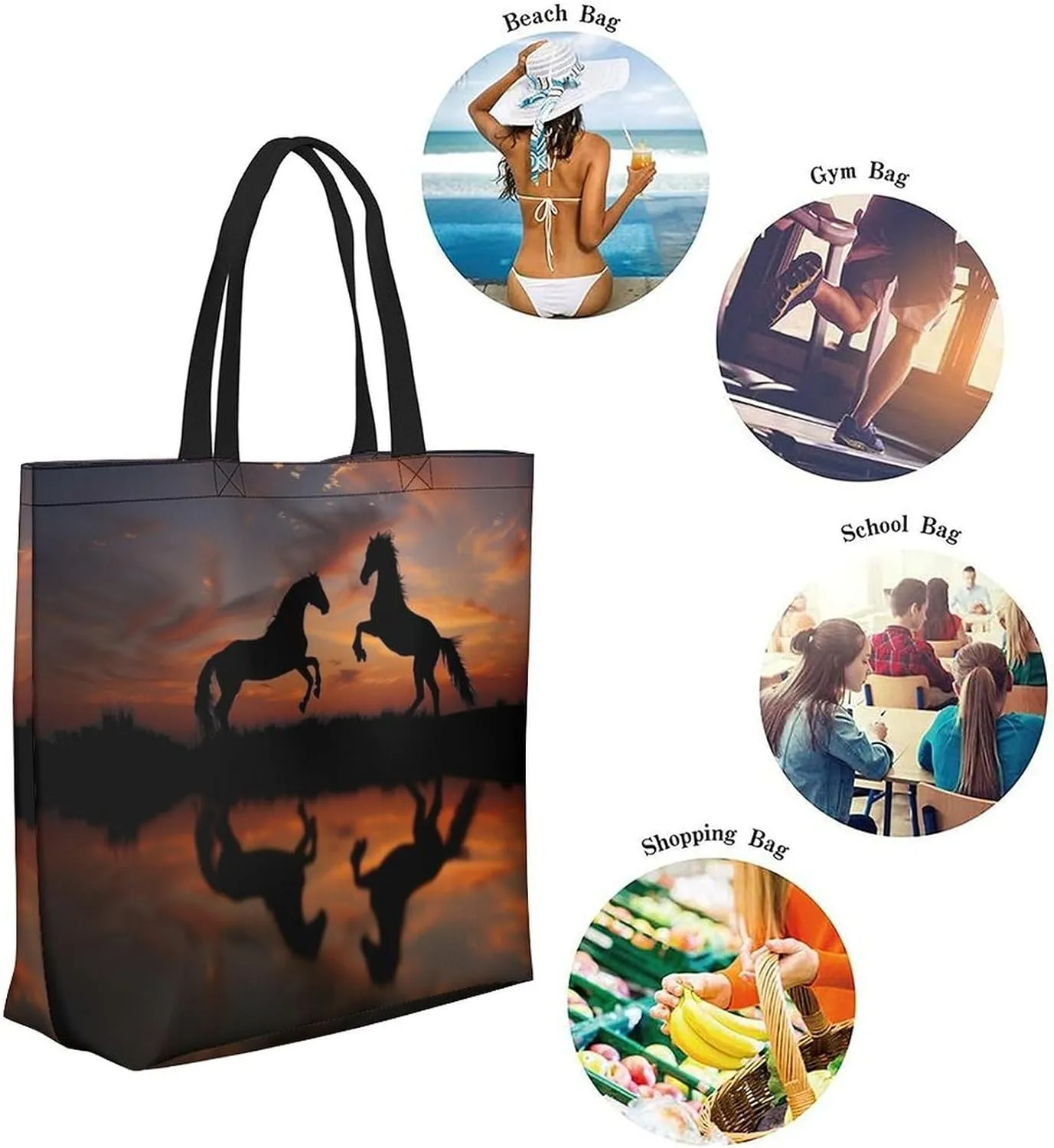 Canvas Tote Bag Large Women Casual Shoulder Bag Handbag Reusable Beach Shopping Grocery Bag For Outdoors