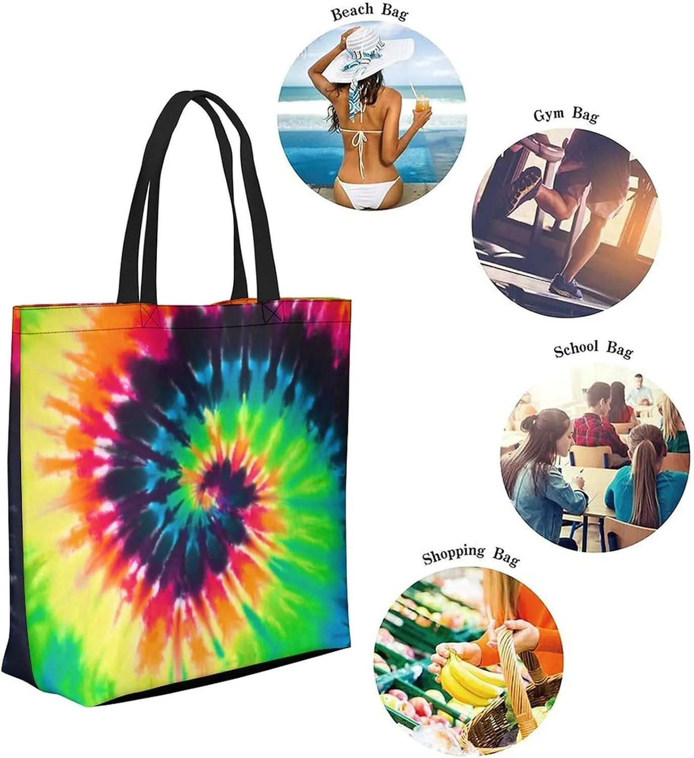 Canvas Tote Bag - Large Women's Casual Shoulder Handbag - Reusable Beach & Shopping Grocery Bag for Outdoors